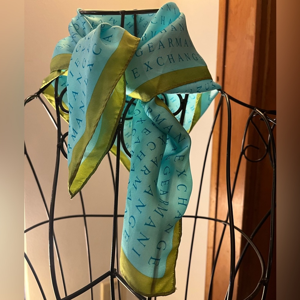 Armani Exchange Aqua and Lime Scarf 20”x20”